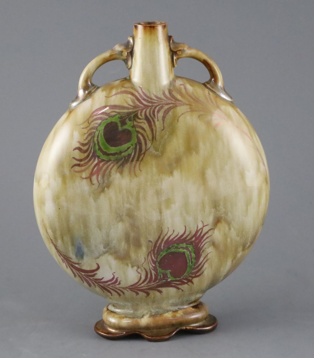 An unusual Doulton Lambeth moonflask, c.1895, H.21cm